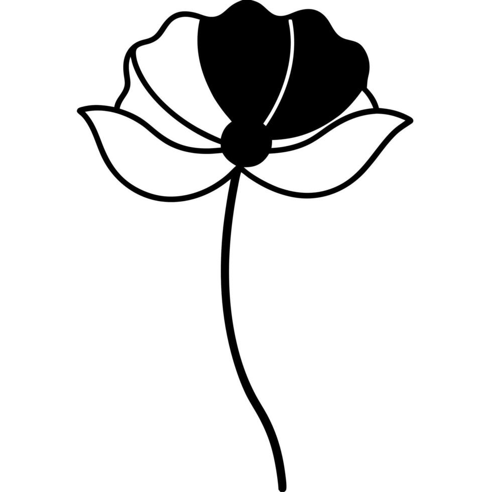 Artistic black poppy flower silhouette vector