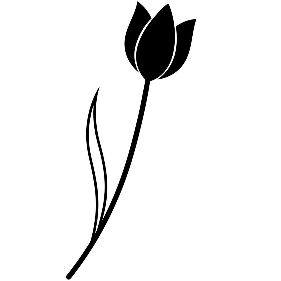 Simple tulip silhouette artistic projects. vector