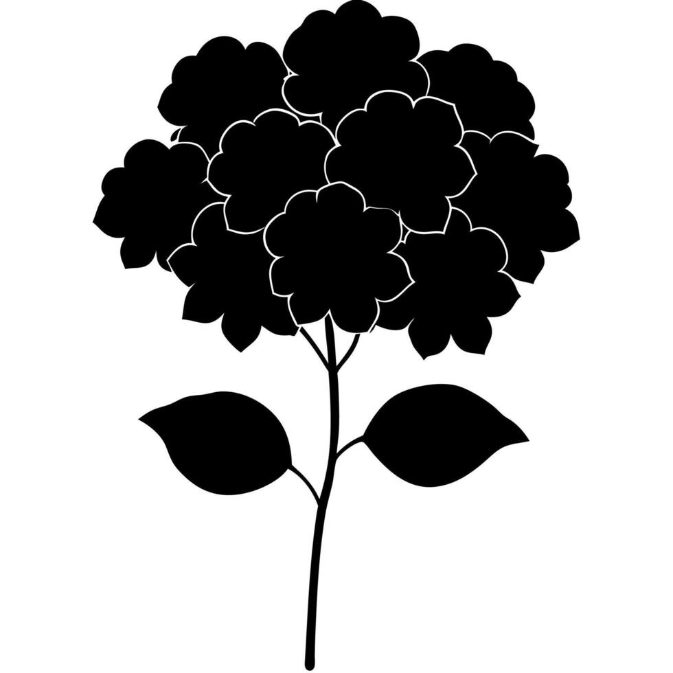 Simple hydrangea flower silhouette ideal nature inspired projects. vector