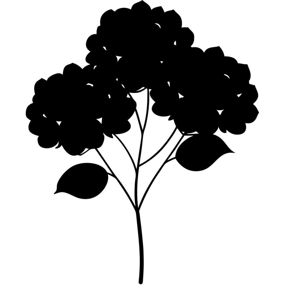 Simple hydrangea flower silhouette ideal for nature-inspired projects. vector