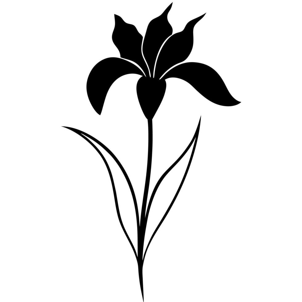 Minimalist iris flower art for botanical and modern project vector