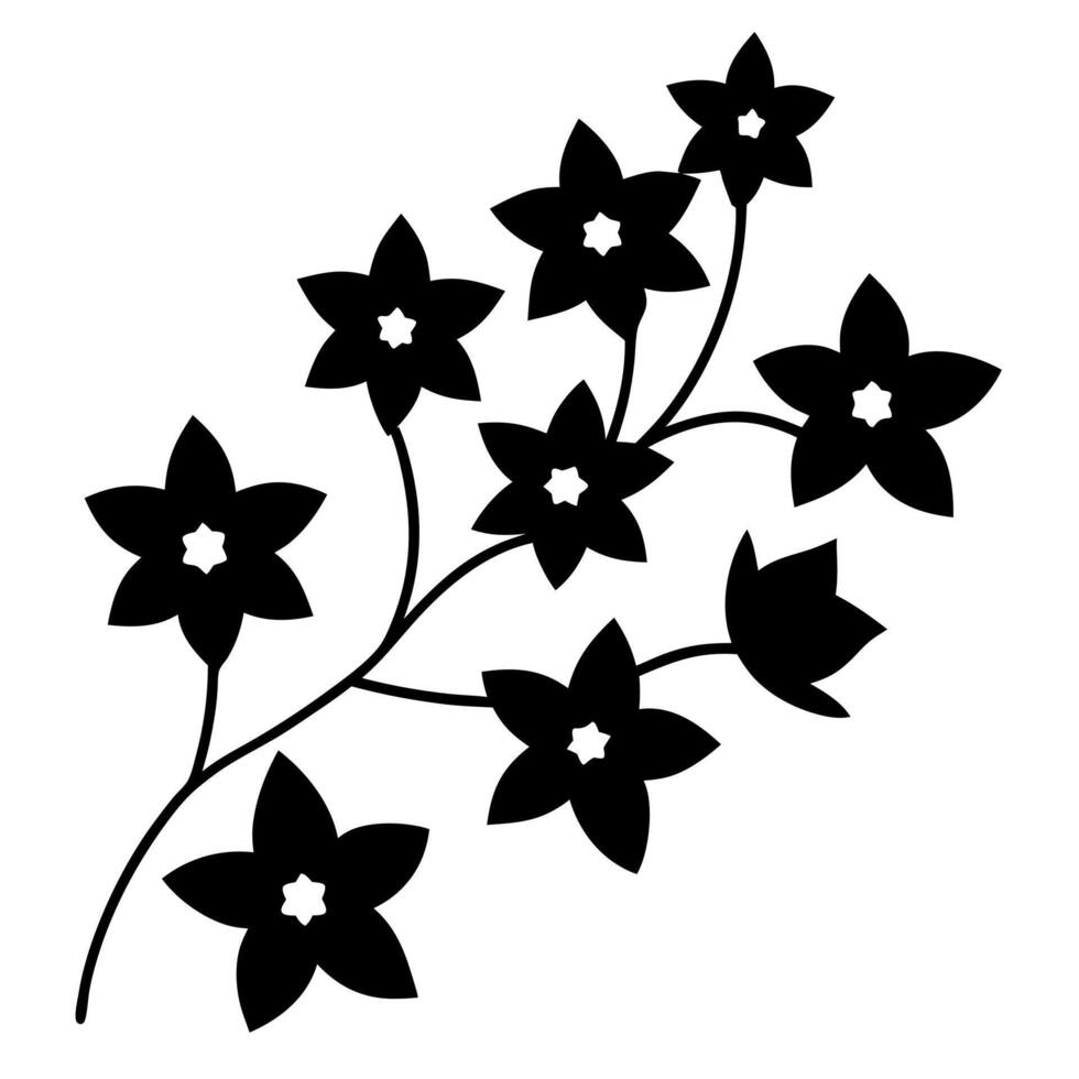 Jasmine flower silhouette cluster in black, perfect vector