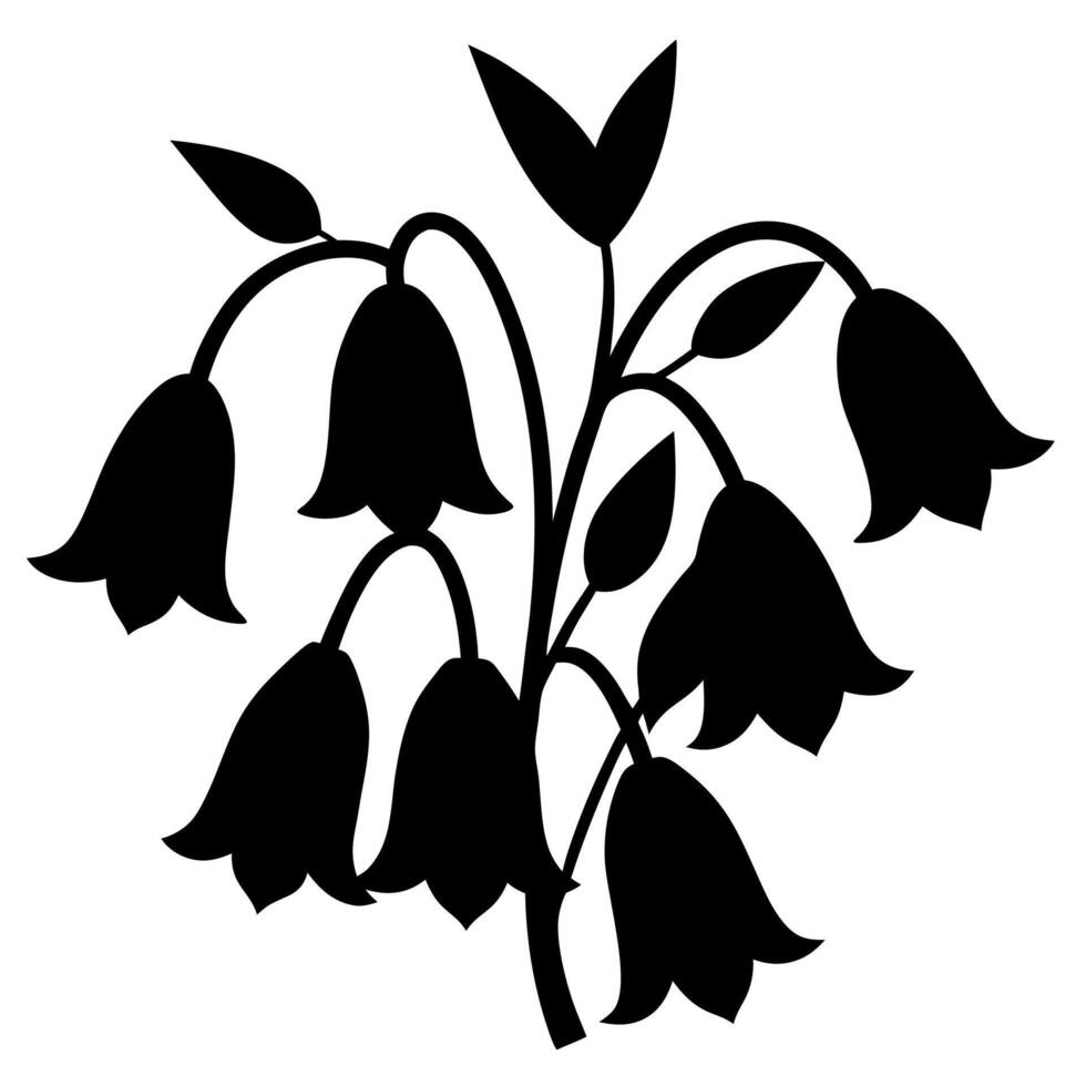 Minimalistic bluebell flower silhouette for creative project vector