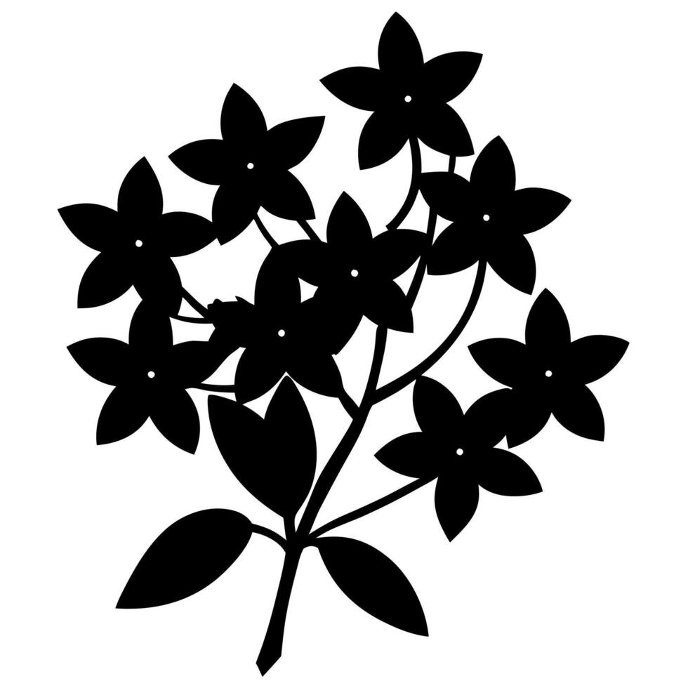 Jasmine flower silhouette cluster in black, perfect for design vector