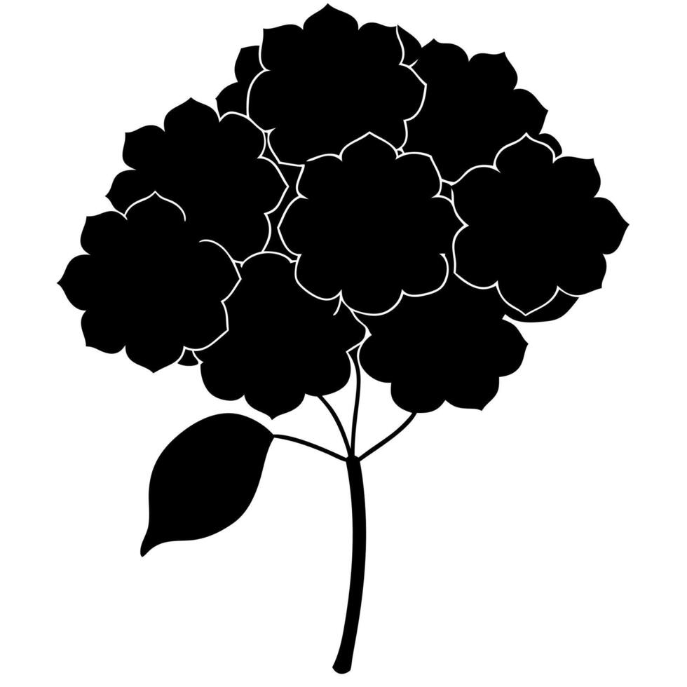 Simple hydrangea flower silhouette ideal for nature-inspired project vector