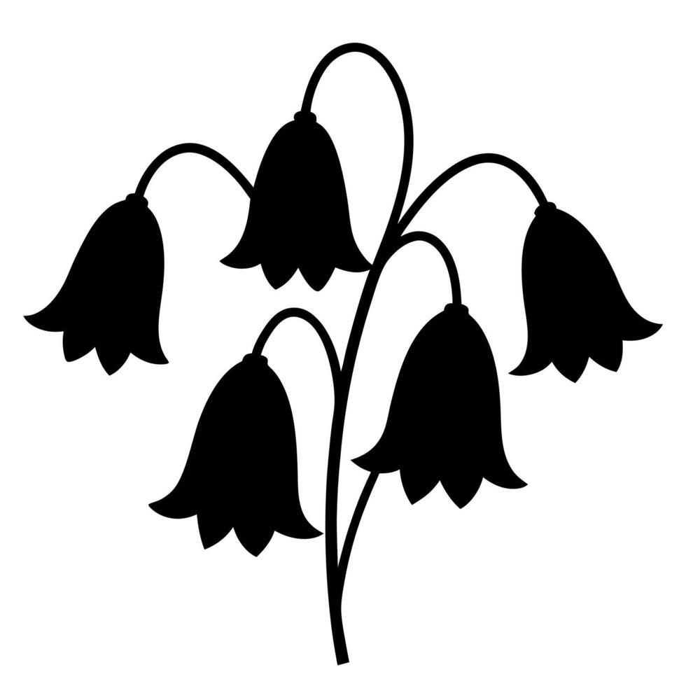 Minimalistic bluebell flower cluster silhouette creative project vector
