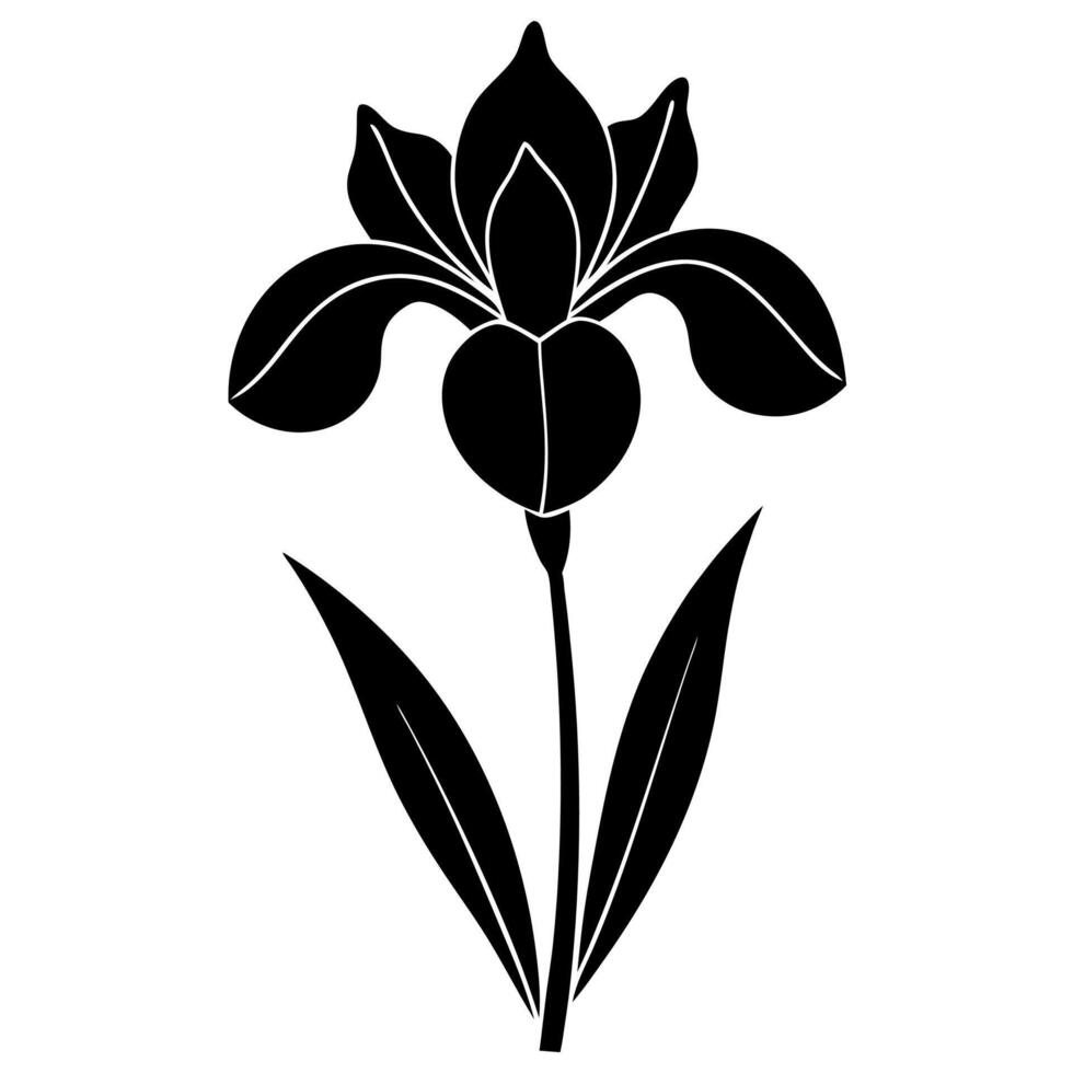 Minimalist iris flower art botanical modern projects vector