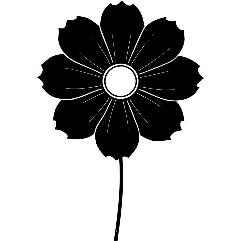 Elegant cosmos flower silhouette vector