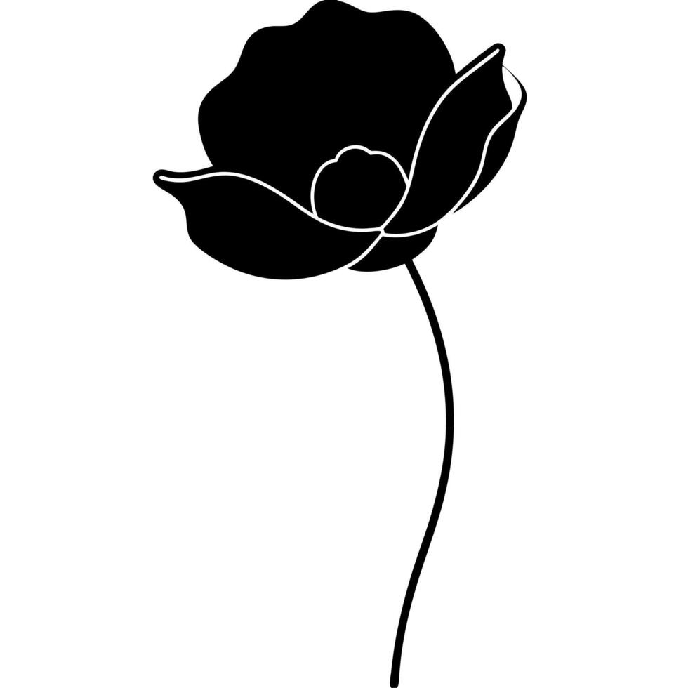 Artistic black poppy flower silhouette for creative projects vector