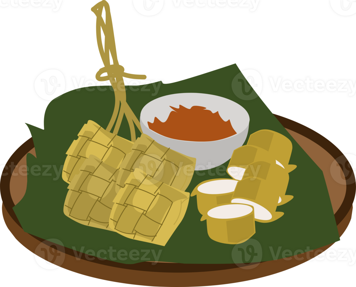 Ketupat and lemper clipart drawing png