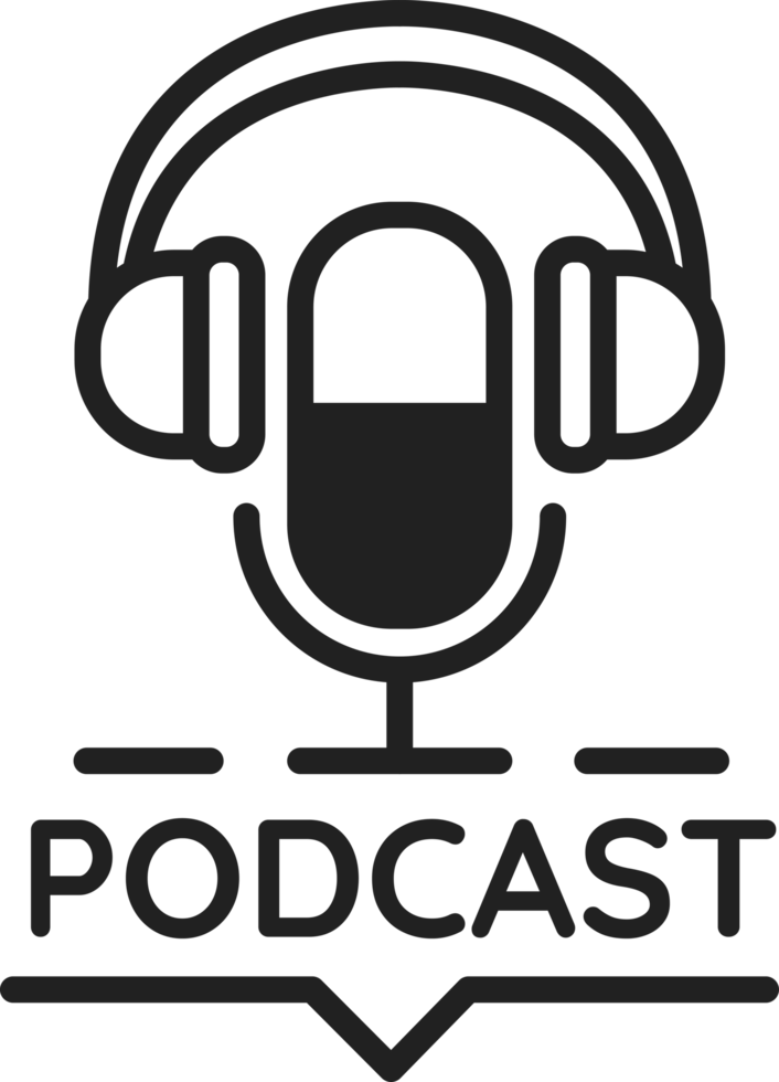 podcast mic design and headphone png