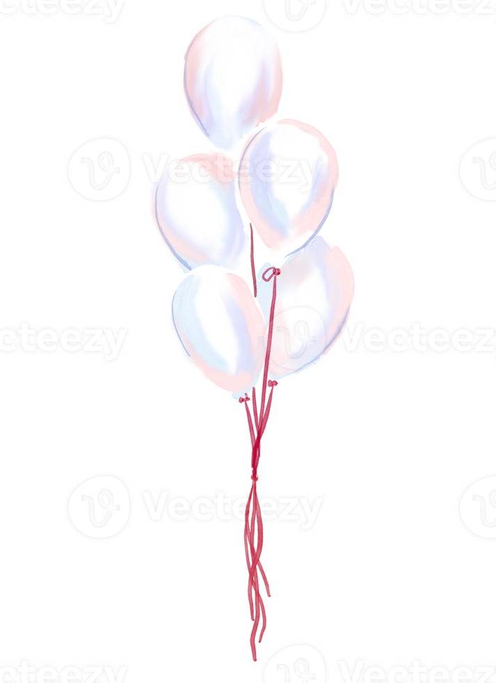 White balloons. St.Valentine gift. Watercolor illustration png