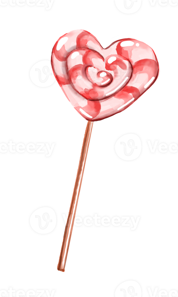 Heart-shaped lollipop. Watercolor illustration png