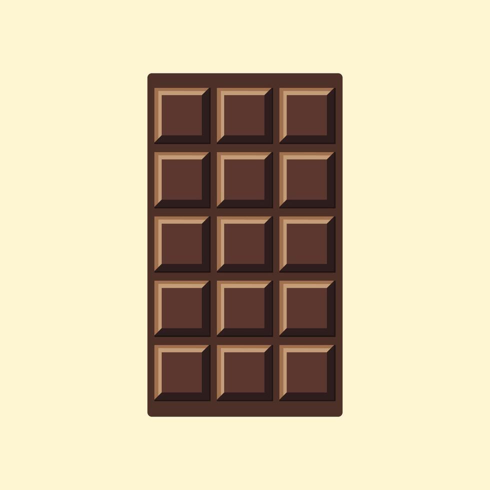 Chocolate bar. Unwrapped square block chocolate. vector