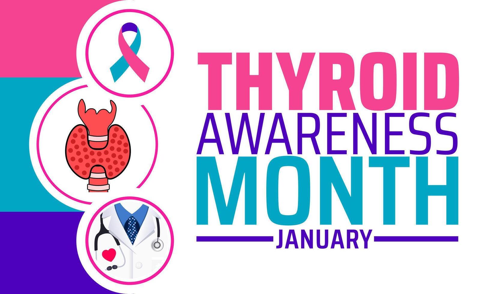 Thyroid Awareness Month background with ribbon icon vector