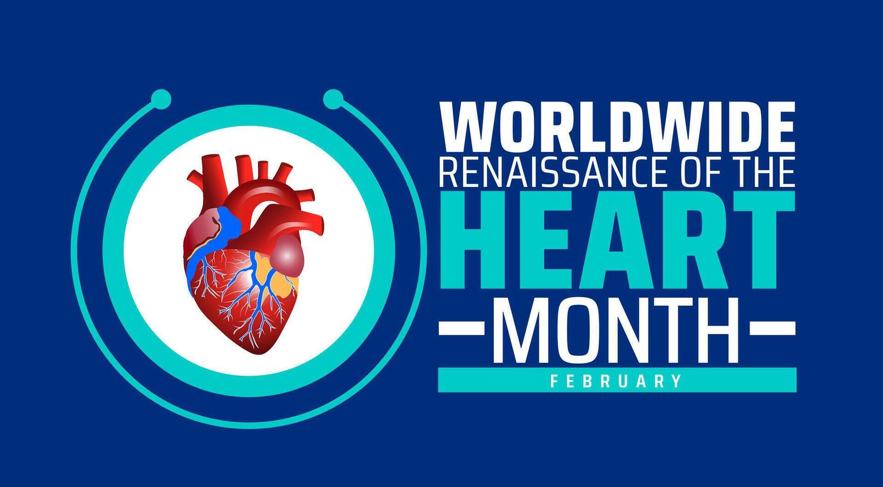 Worldwide Renaissance of the Heart Month background banner or poster design template. observed every year in February. Holiday concept. Use to any Template, card, poster, placard, template. vector