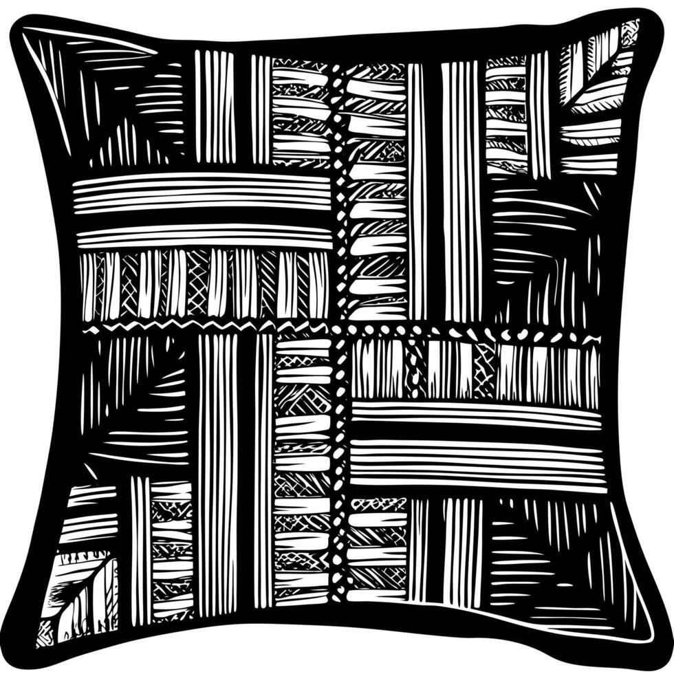 Abstract Graphic Silhouette with Line Pattern Textile Interior Design vector