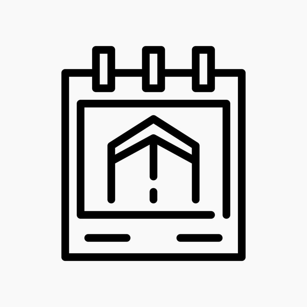 Design Illustration graphic of islamic calendar icon with line style. Suitable for UI, mobile design, web design, etc. vector