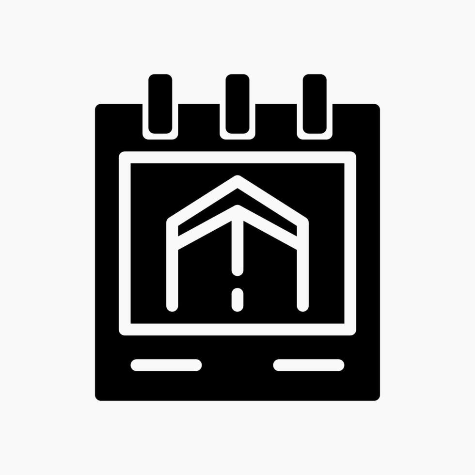 Design Illustration graphic of islamic calendar icon with glyph style. Suitable for UI, mobile design, web design, etc. vector