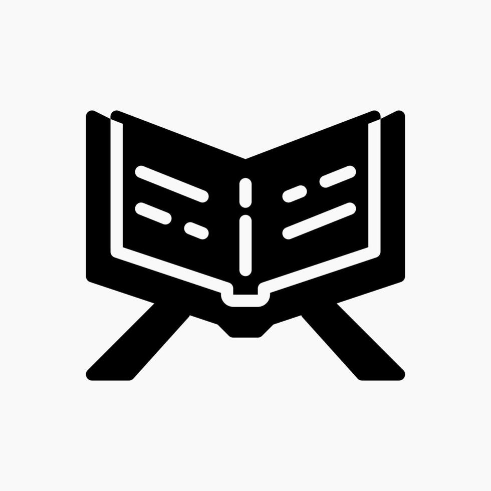 Design Illustration graphic of reading Al Quran icon with glyph style. Suitable for UI, mobile design, web design, etc. vector