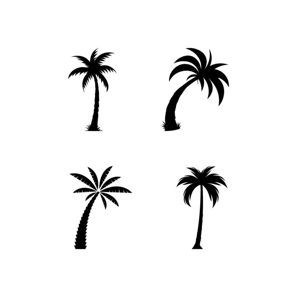 Palm Tree Icon Set Stock Illustrations. vector