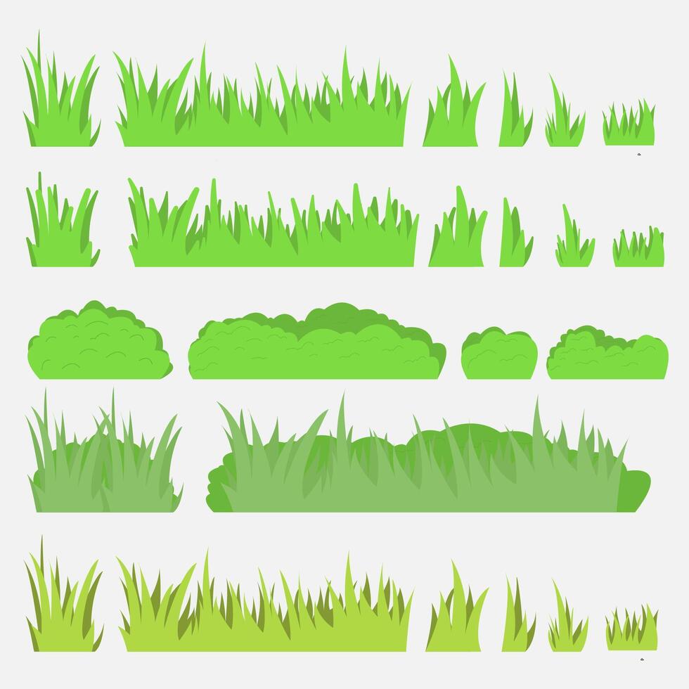 grass collection set with different shapes vector