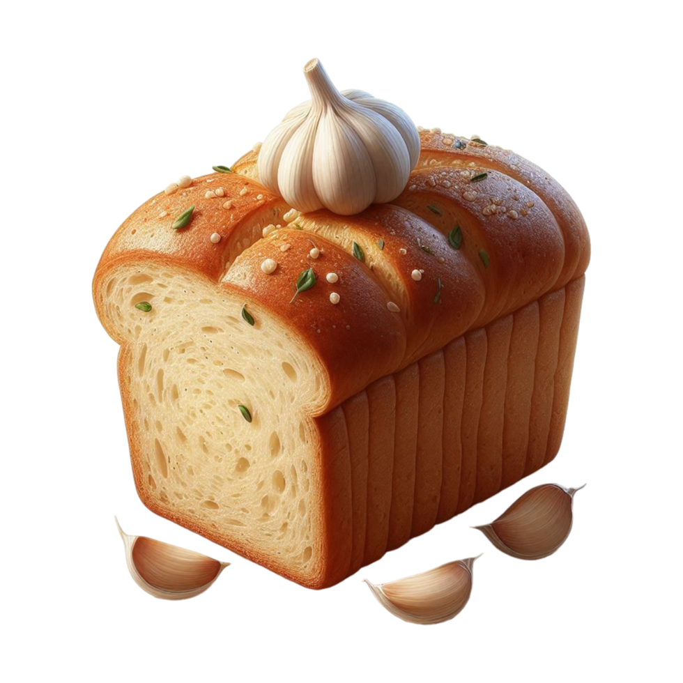 bread with garlic and onions on a transparent background png