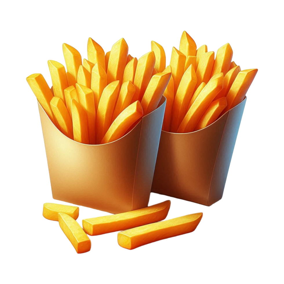 french fries in a paper box on a transparent background png