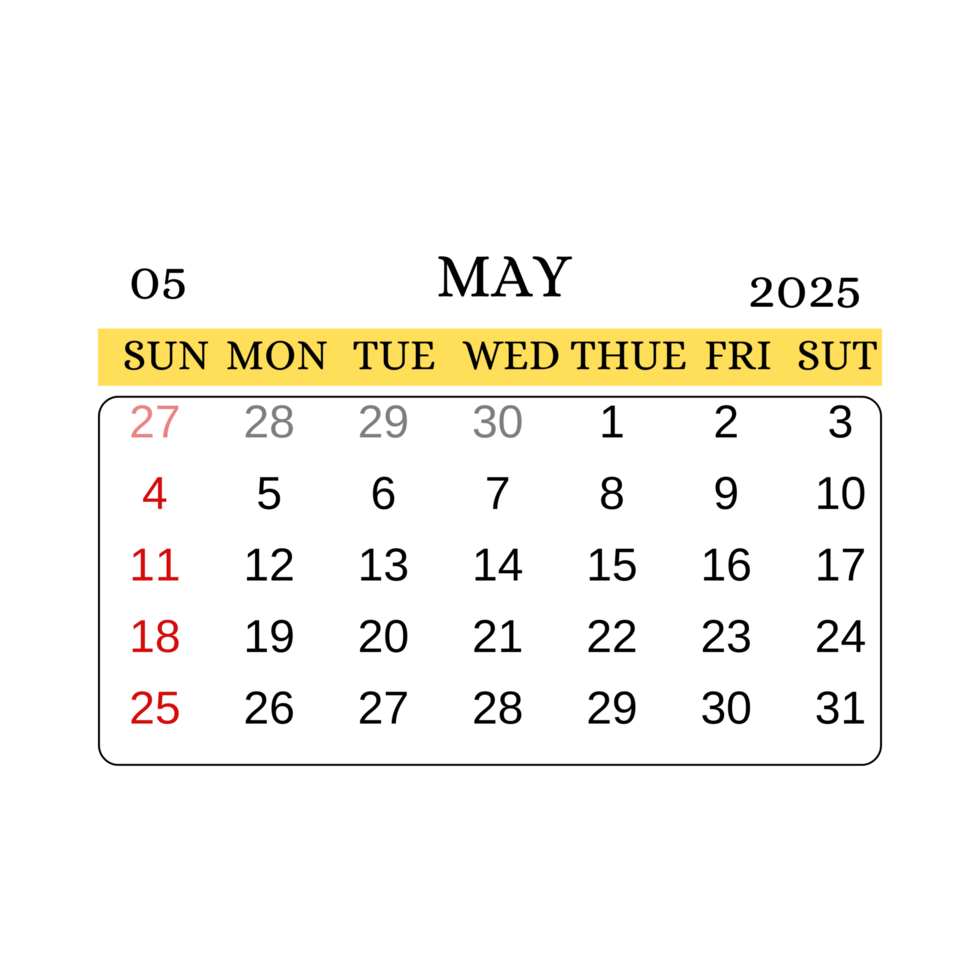 may calendar template 2025 png