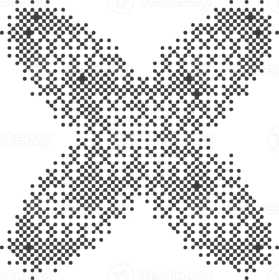 Pixel pattern shape. Textured star element with bitmap Y2k dither gradient. Retro computer game graphic effect. Halftone grunge illustration png