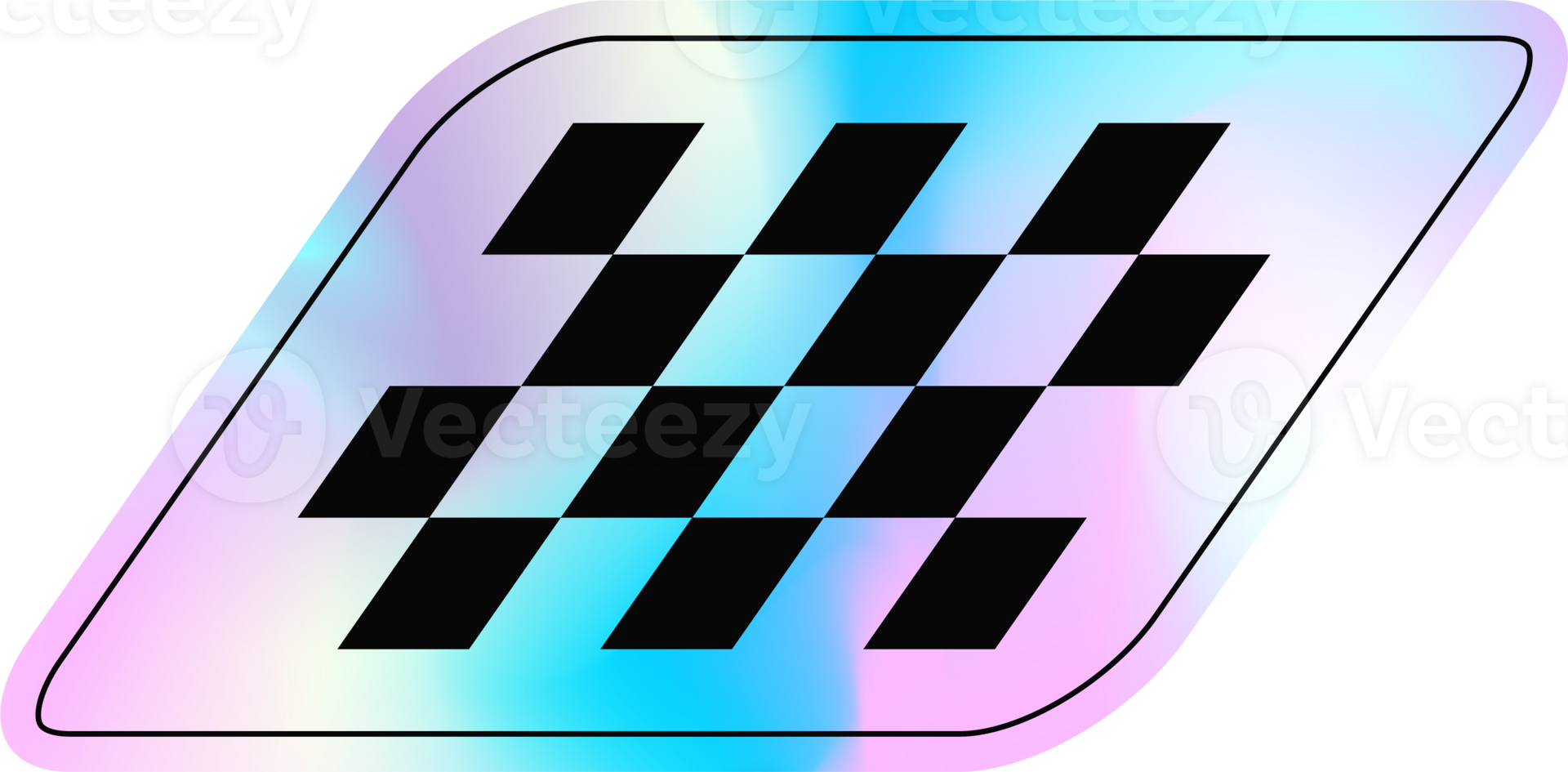 Y2k holographic checkered sticker png
