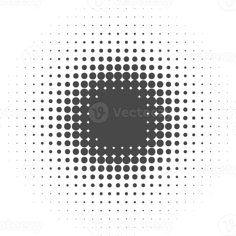 Dotted halftone abstract shape. Blurred shadow. Graphic element, circular organic blob with gradation effect. png