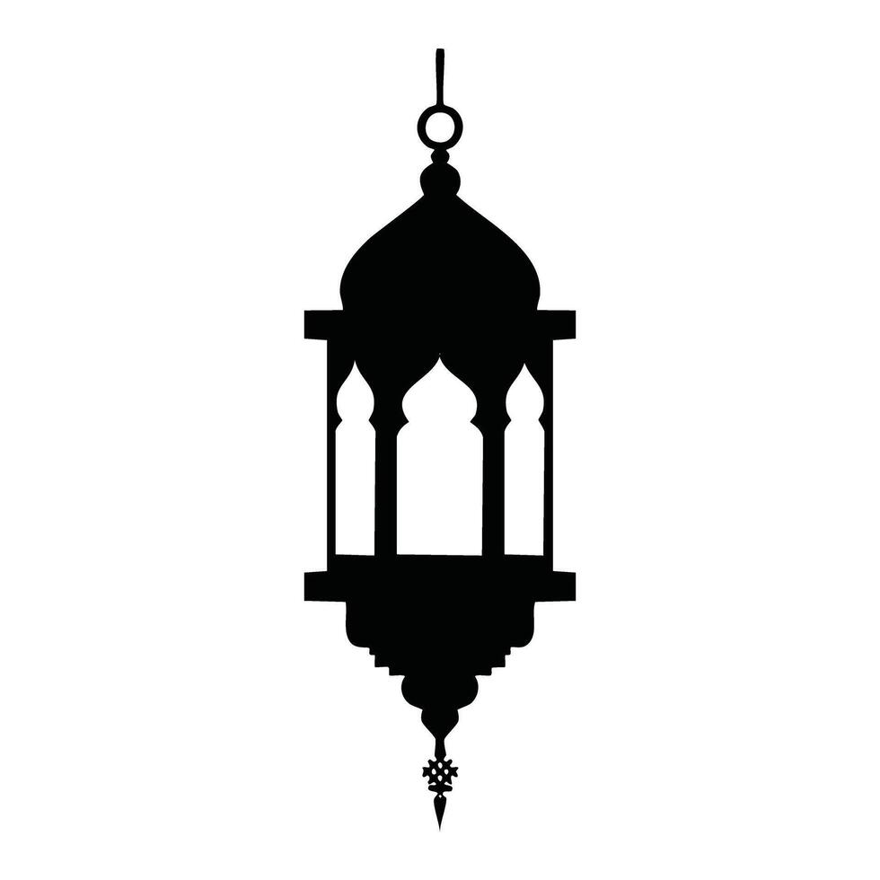 Black Silhouette of an Islamic Lantern for Ramadan and Eid Decorations vector