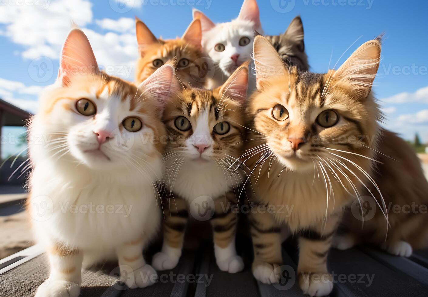 Cats looking at something photo