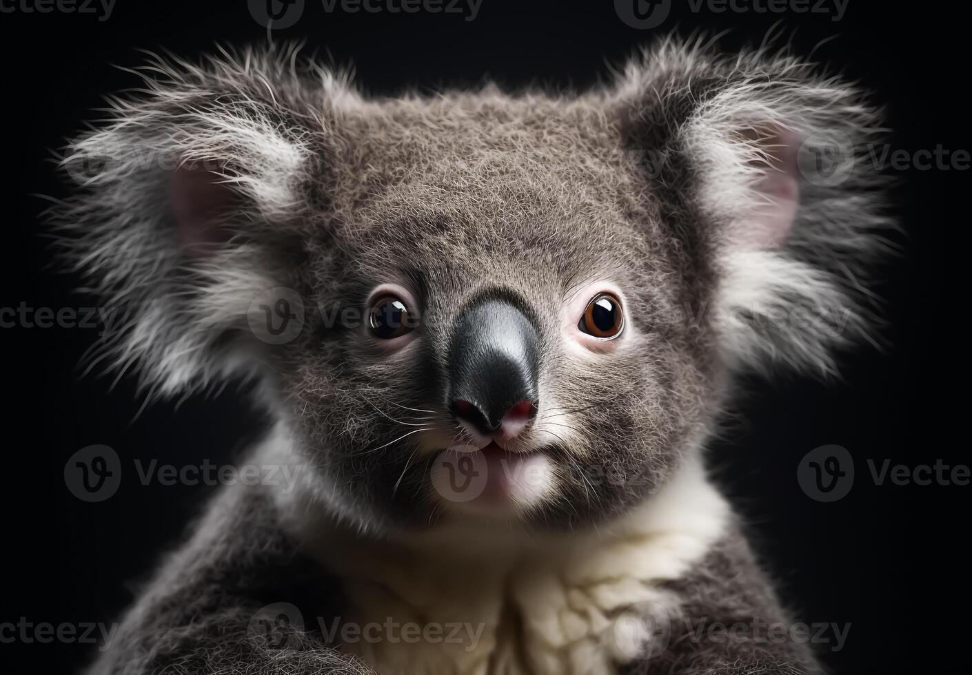 Koala isolated on dark background photo
