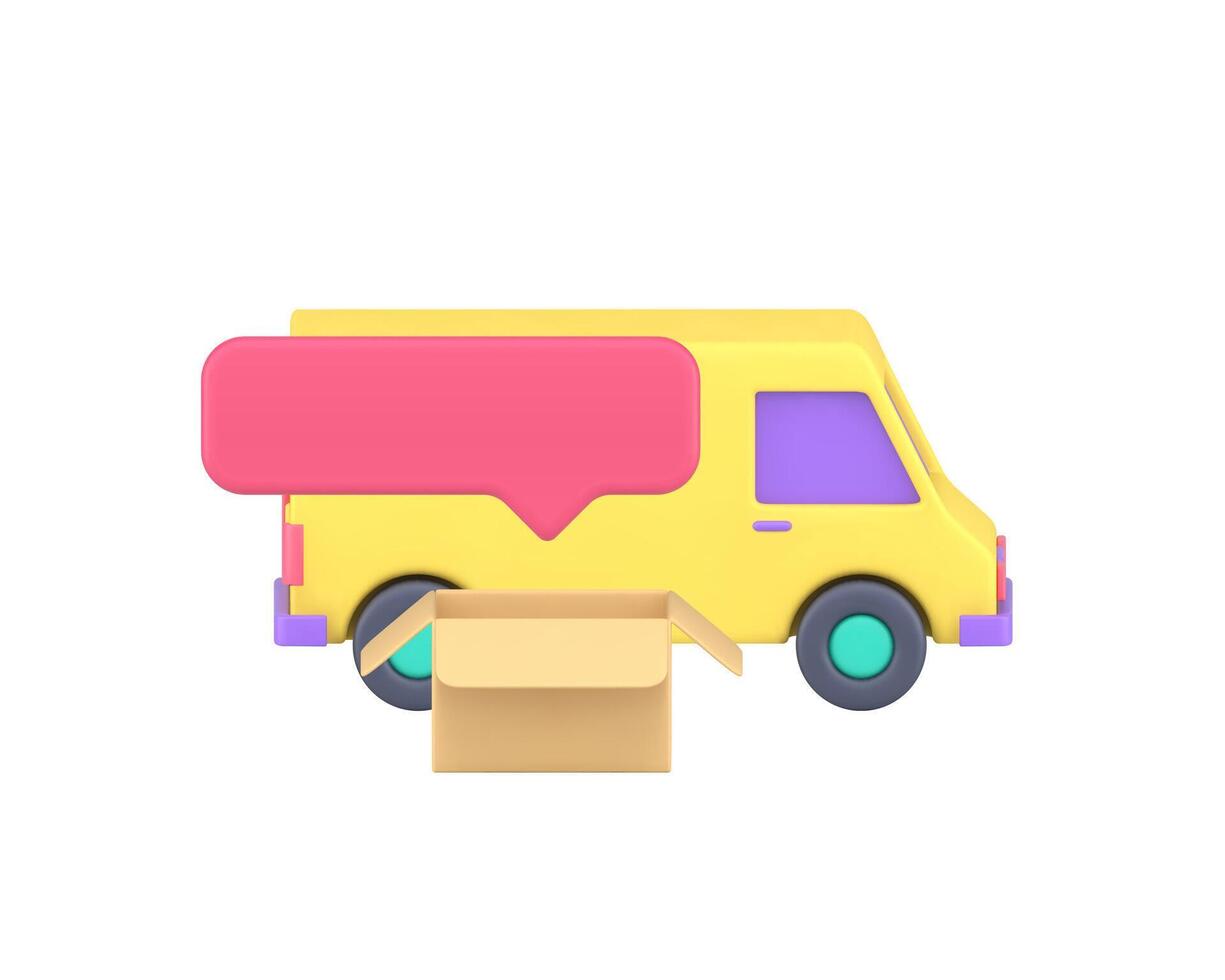 Moving order delivery transportation advertising mockup 3d icon realistic illustration vector