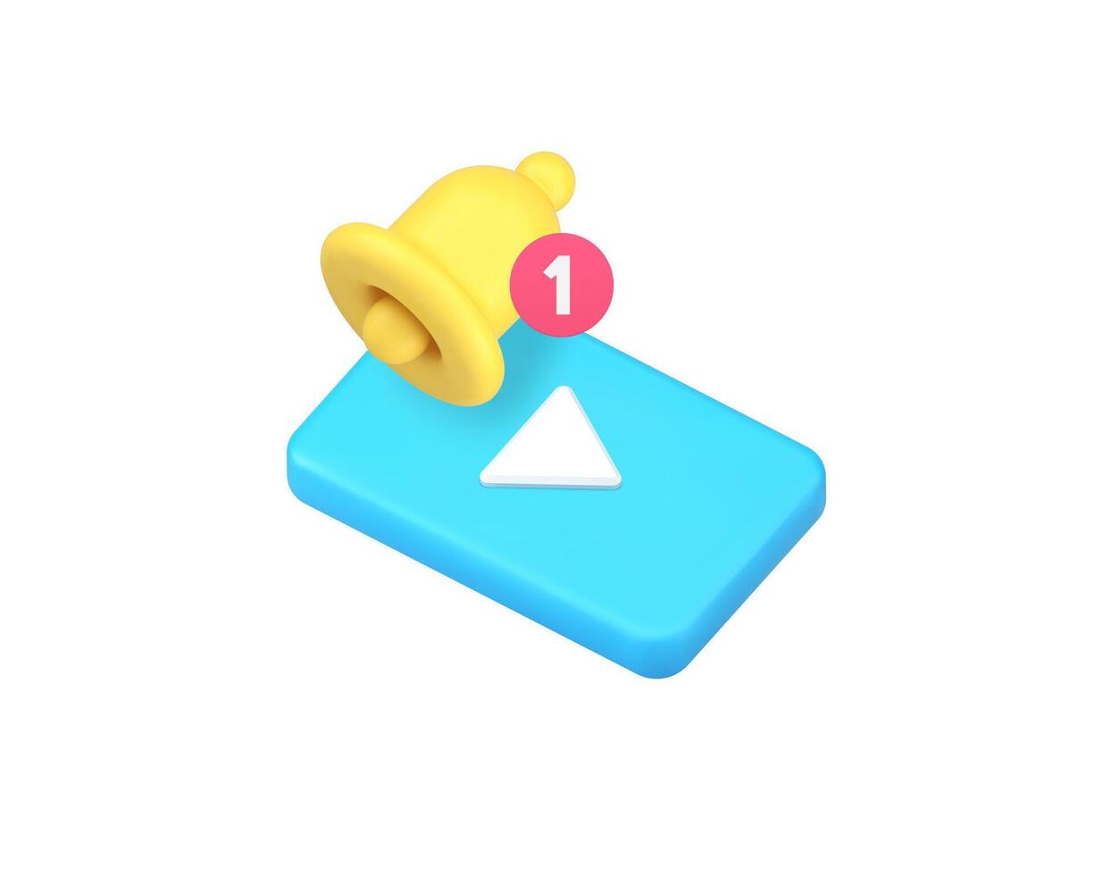 New multimedia content notification announcement 3d icon realistic illustration vector