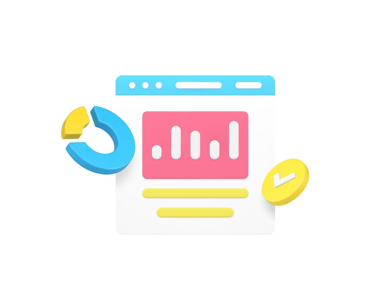 Workflow financial analyzing business research brainstorming 3d icon realistic illustration vector