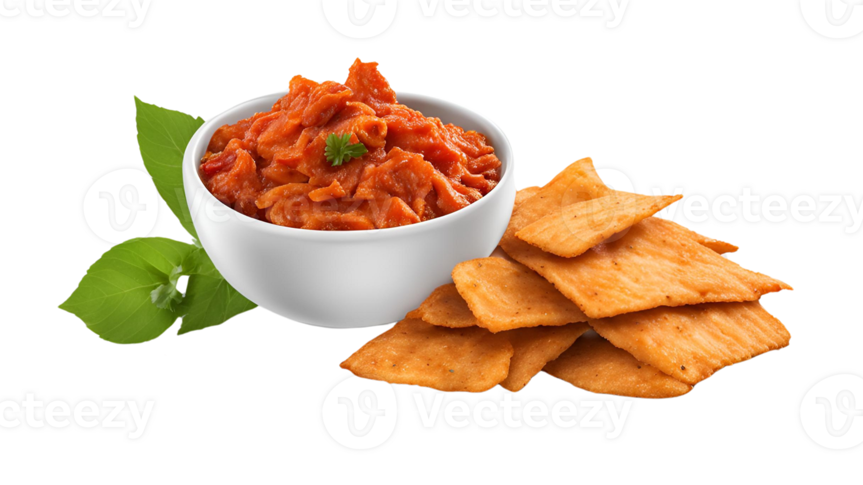 Delicious Red Pepper Dip with Crispy Flatbread Chips Appetizer png
