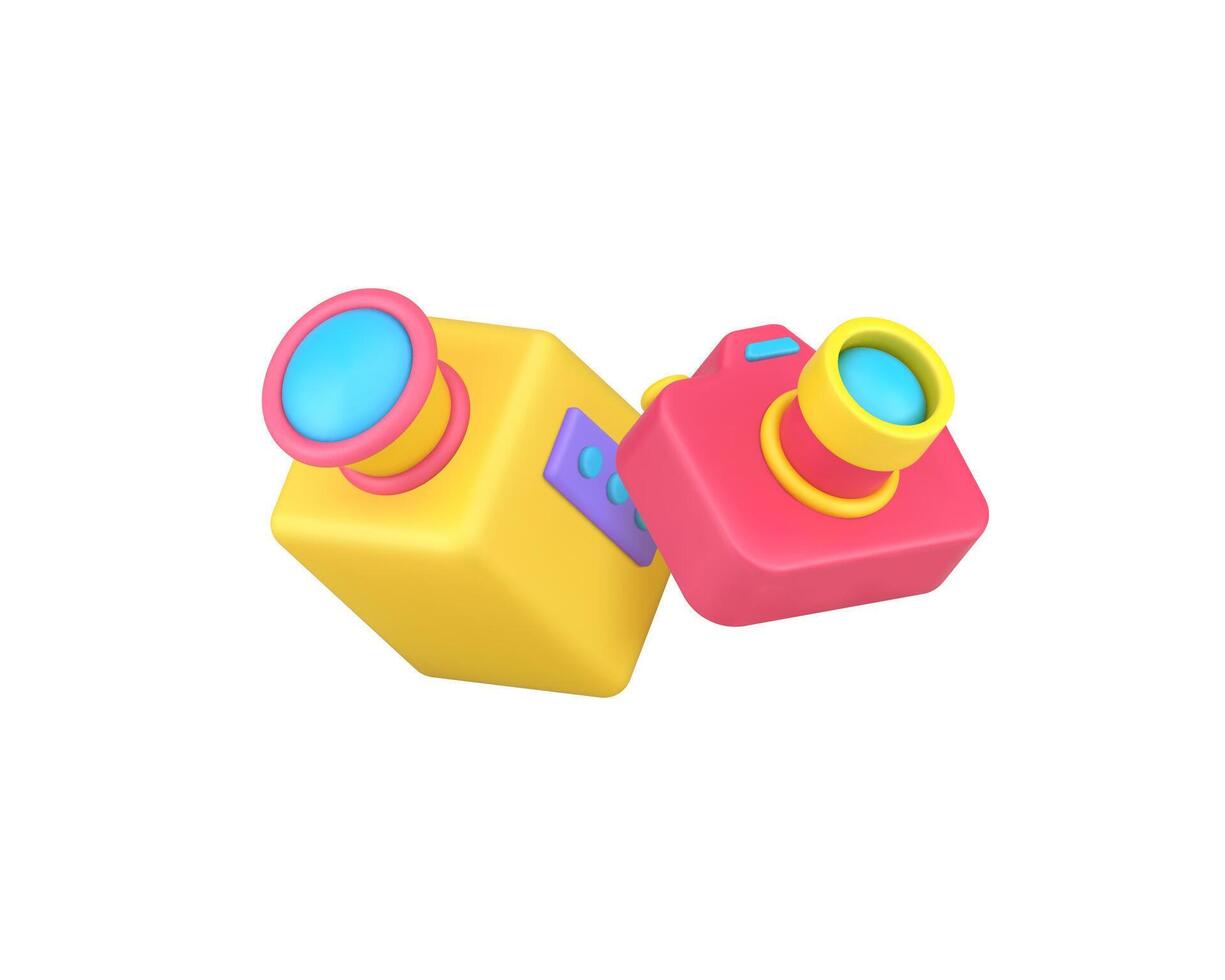 and photo camera device for multimedia content creating 3d icon realistic vector