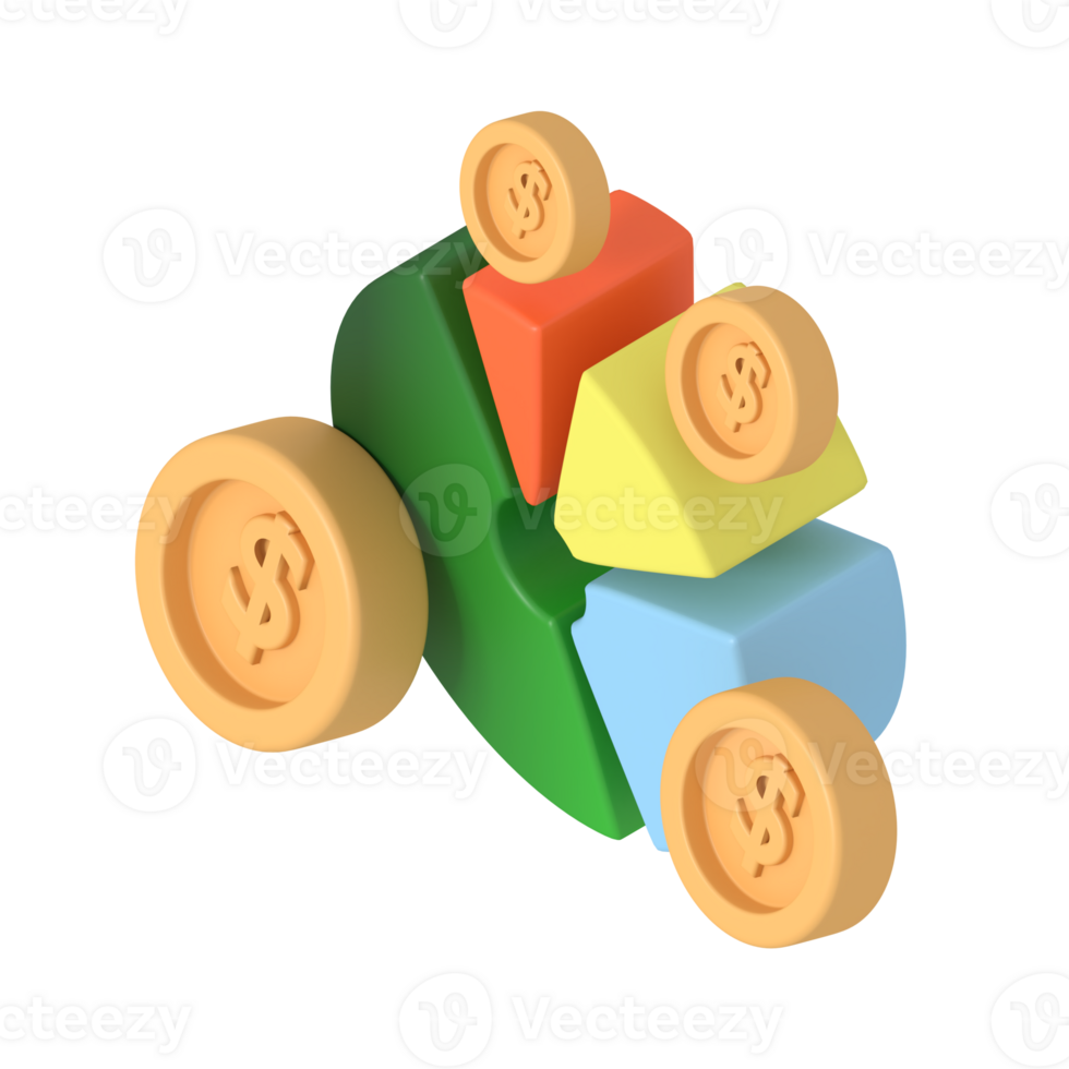 Finance growth pie chart isometric style png