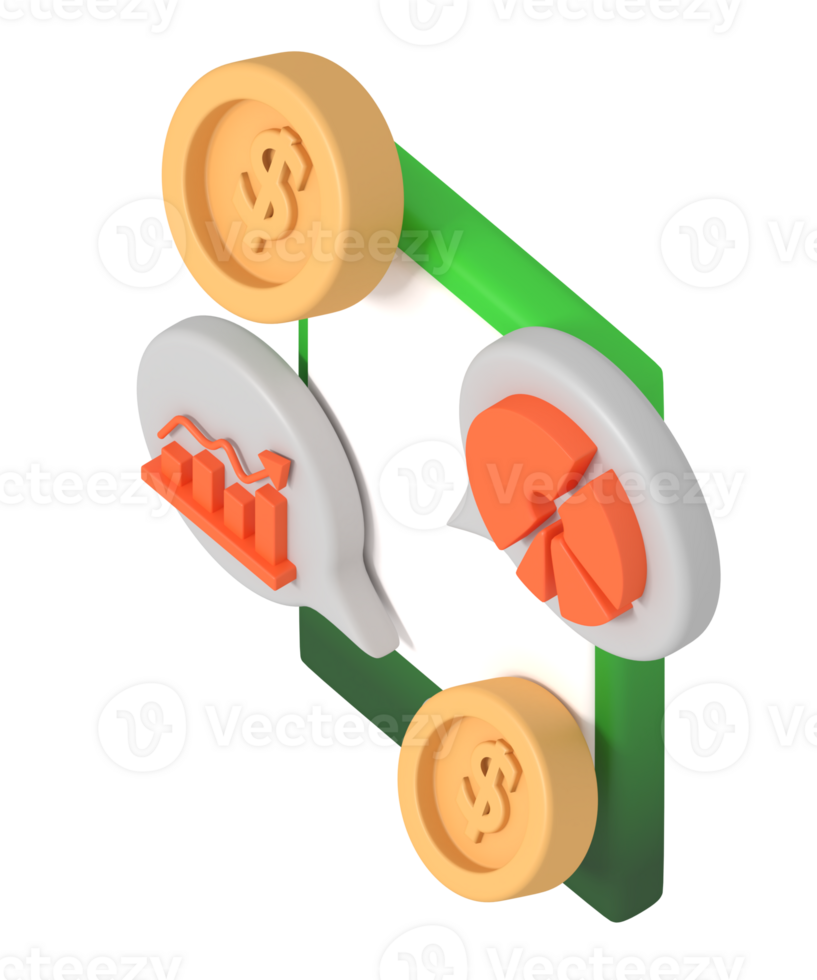 Finance statistic on Mobile isometric style png