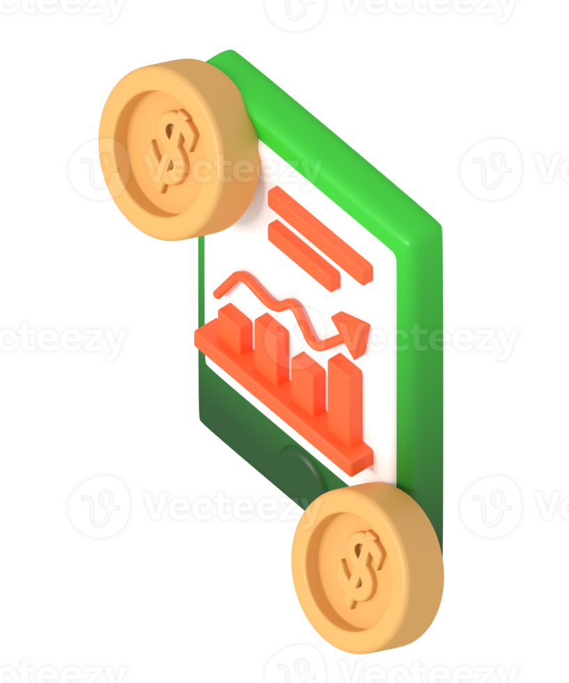 Finance investment on Mobile isometric style png