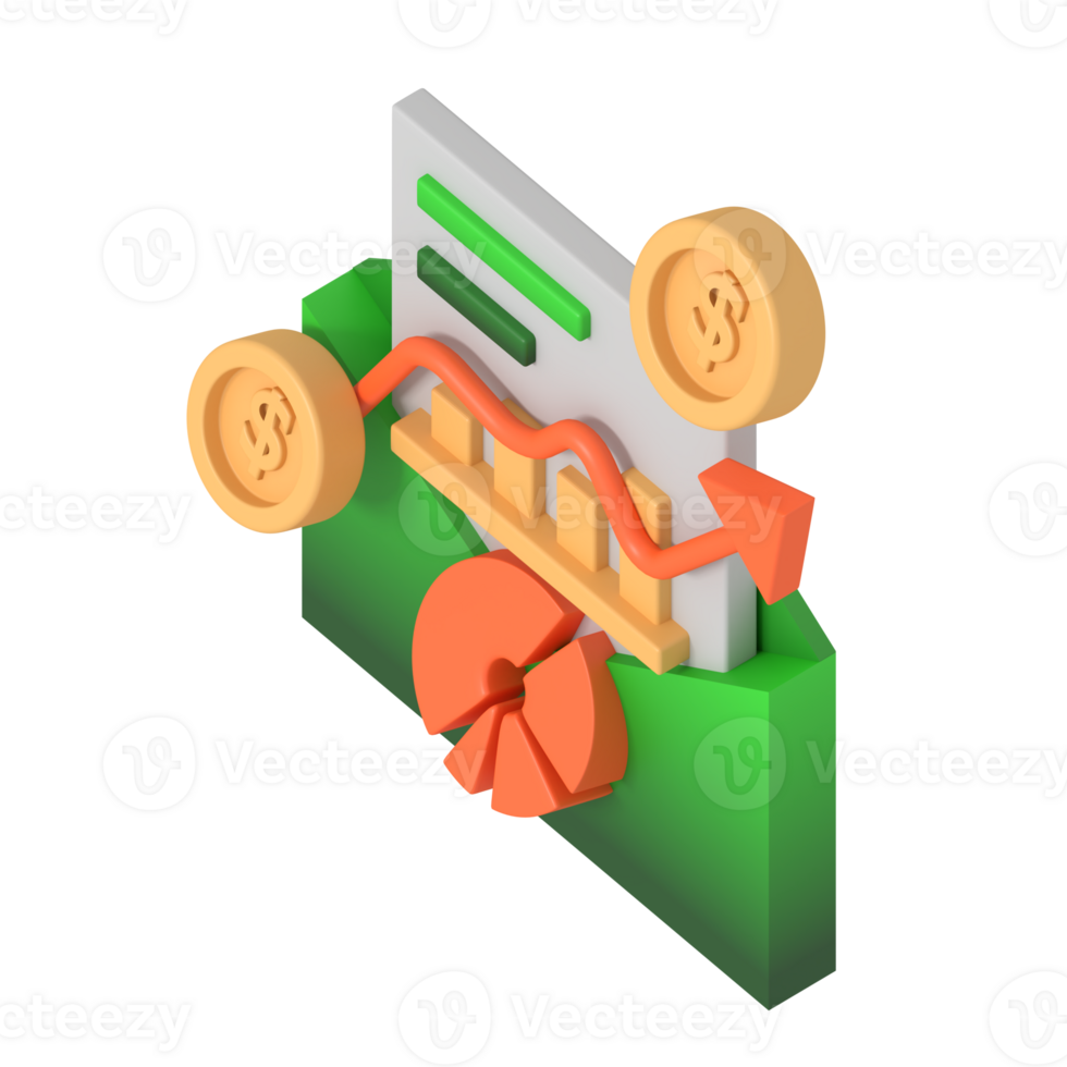Finance statistics on envelope isometric style png