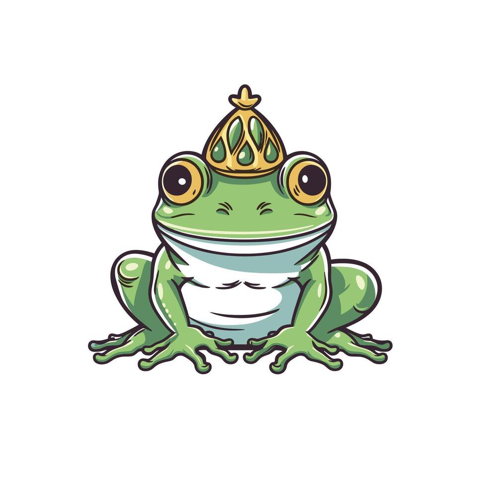 Green frog with a crown in a whimsical design vector