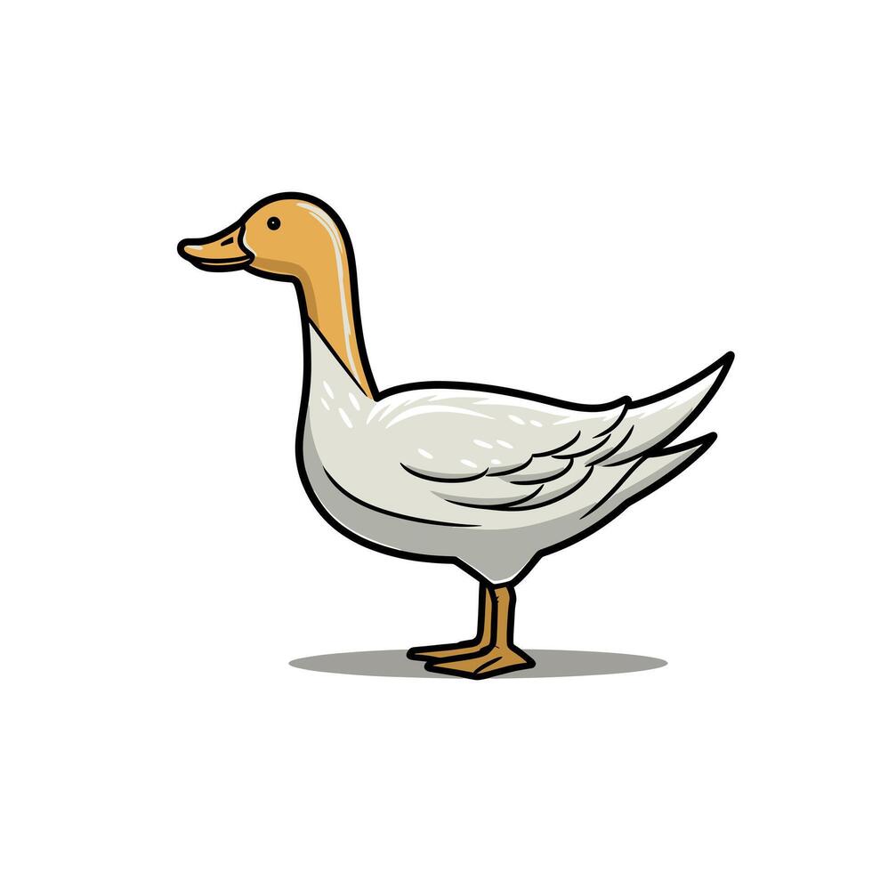 Cartoon duck standing with a cheerful expression vector