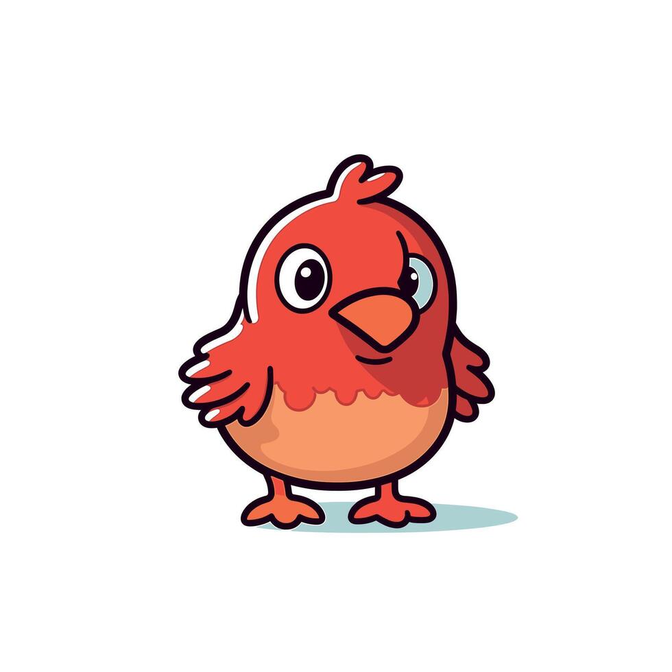 Cute red cartoon bird with a friendly expression vector