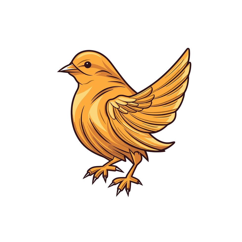 Bright golden bird standing with wings extended vector