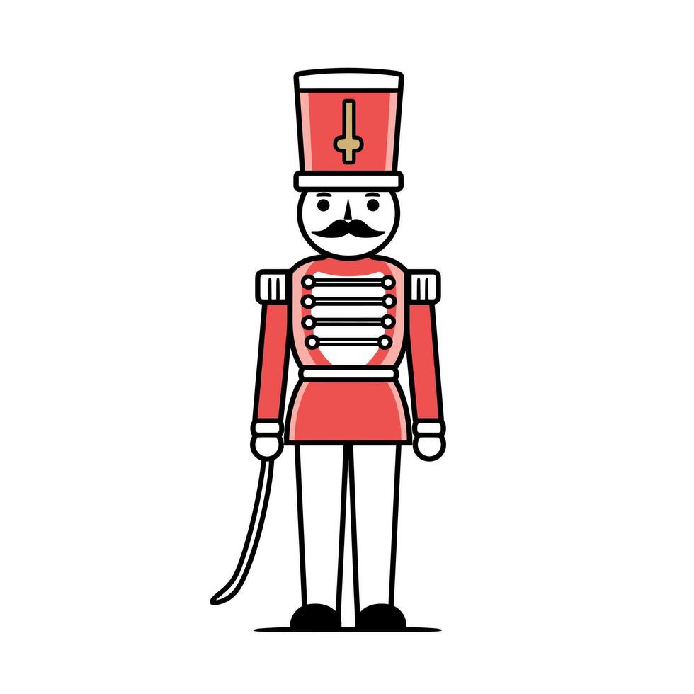 Colorful soldier toy figure with a mustache in red uniform vector