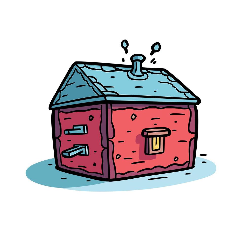 Cozy cartoon house with chimney and vibrant colors vector